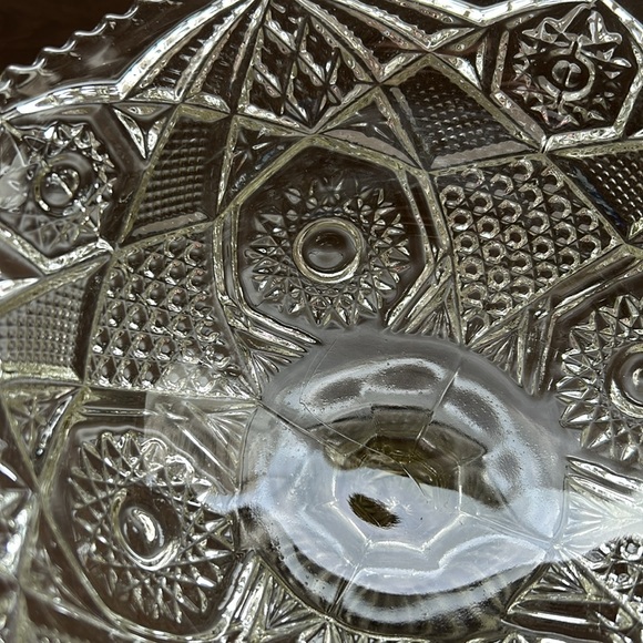 Vintage 1910 Keystone Pattern Pedestal Compote by U.S. Glass Co. (Reproduction) - Picture 4 of 14